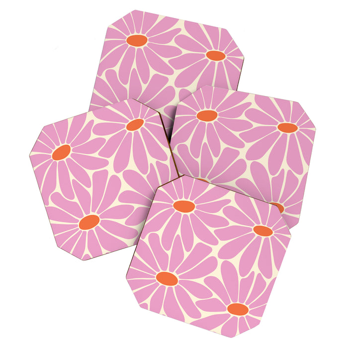 Big Daisy - Groovy Flower - Pink and Orange Coaster Gallery Image 1