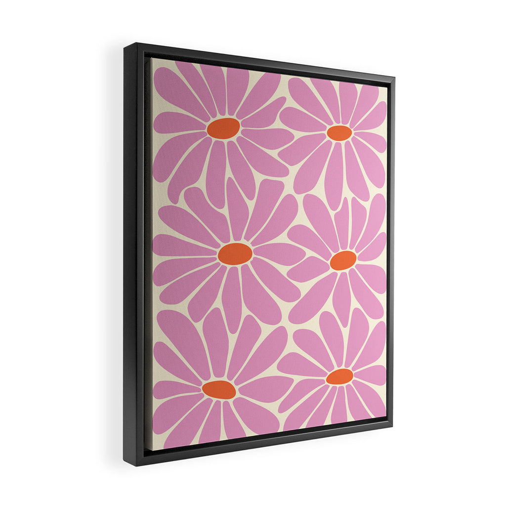 Big Daisy - Groovy Flower - Pink and Orange Framed Canvas Print Gallery Image 2