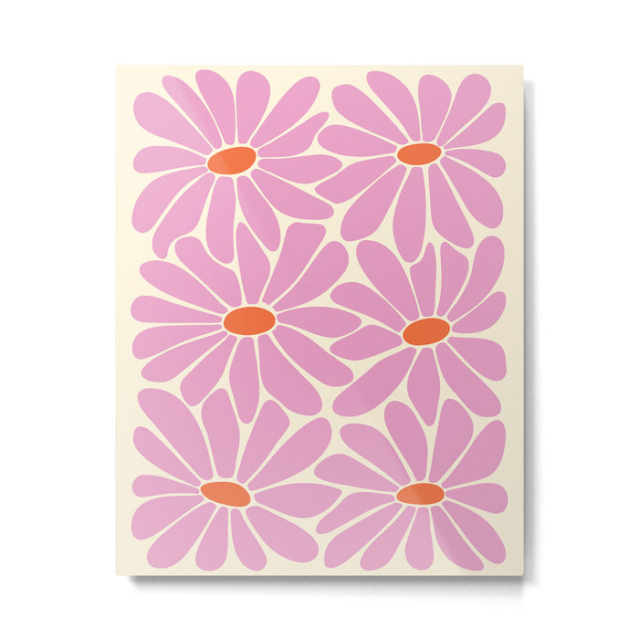 Big Daisy - Groovy Flower - Pink and Orange Metal Print Gallery Image 1