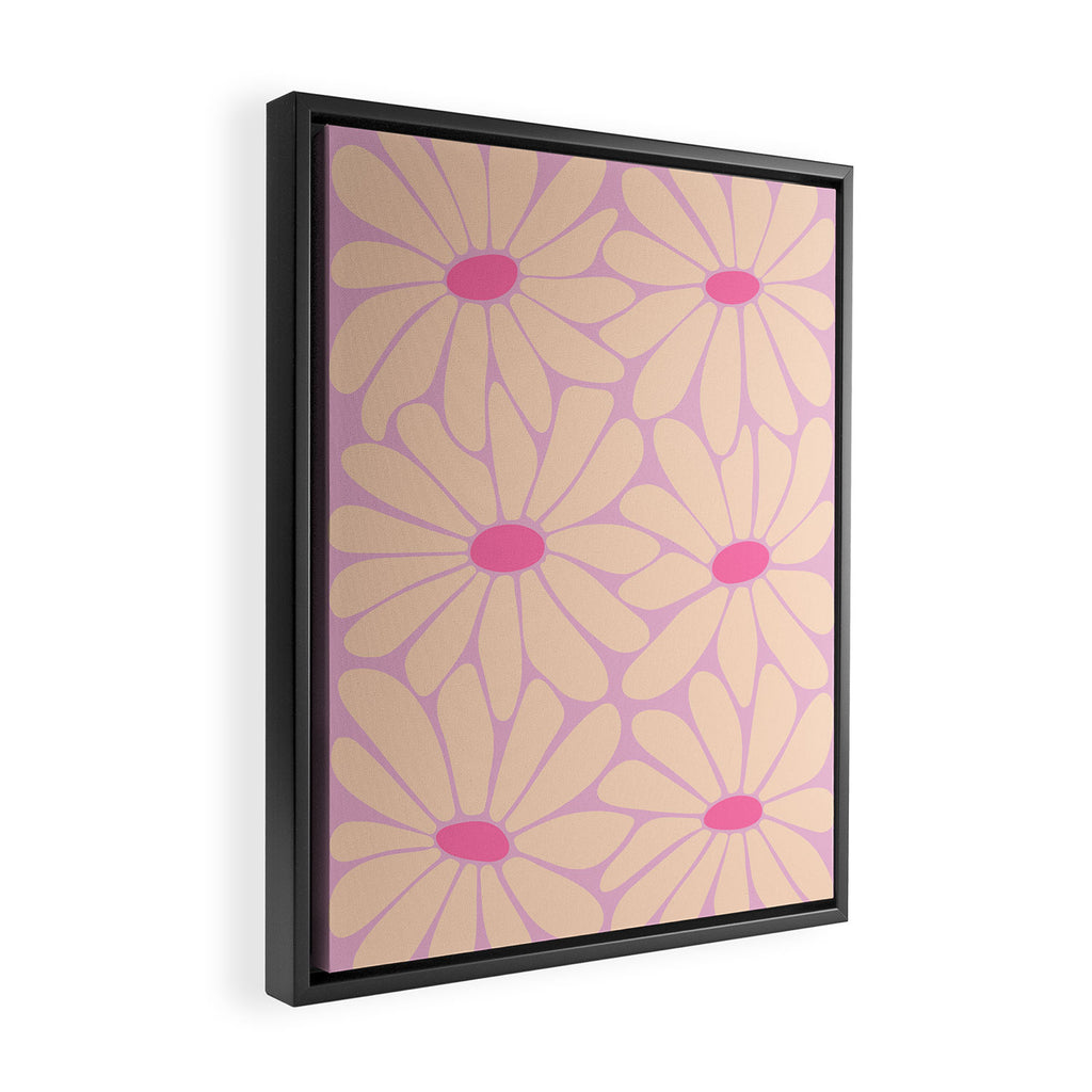 Big Daisy - Groovy Flower Pink Framed Canvas Print Gallery Image 2