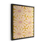 Big Daisy - Groovy Flower - Yellow, Pink and Off-white Framed Canvas Print Gallery Image 2