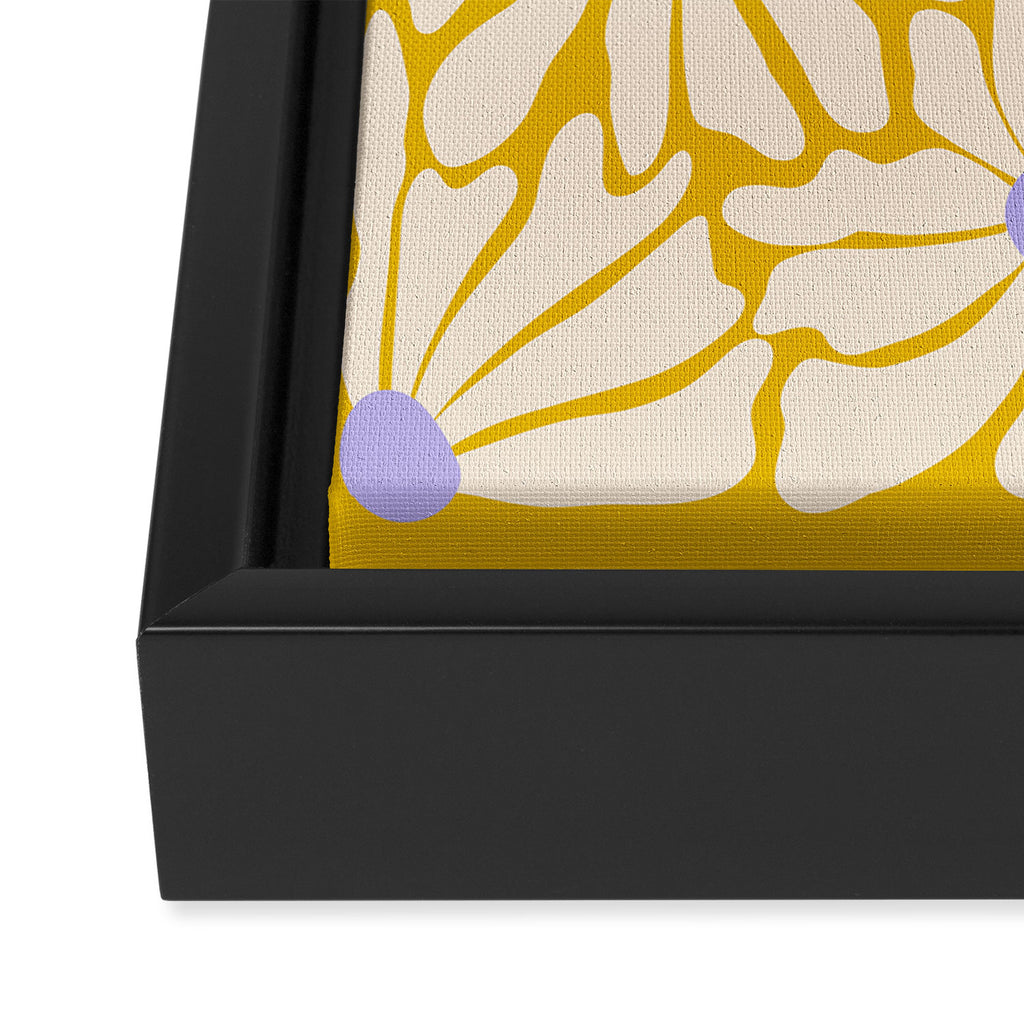 Big Groovy Flower - Purple, Yellow, Off-White Framed Canvas Print Gallery Image 3
