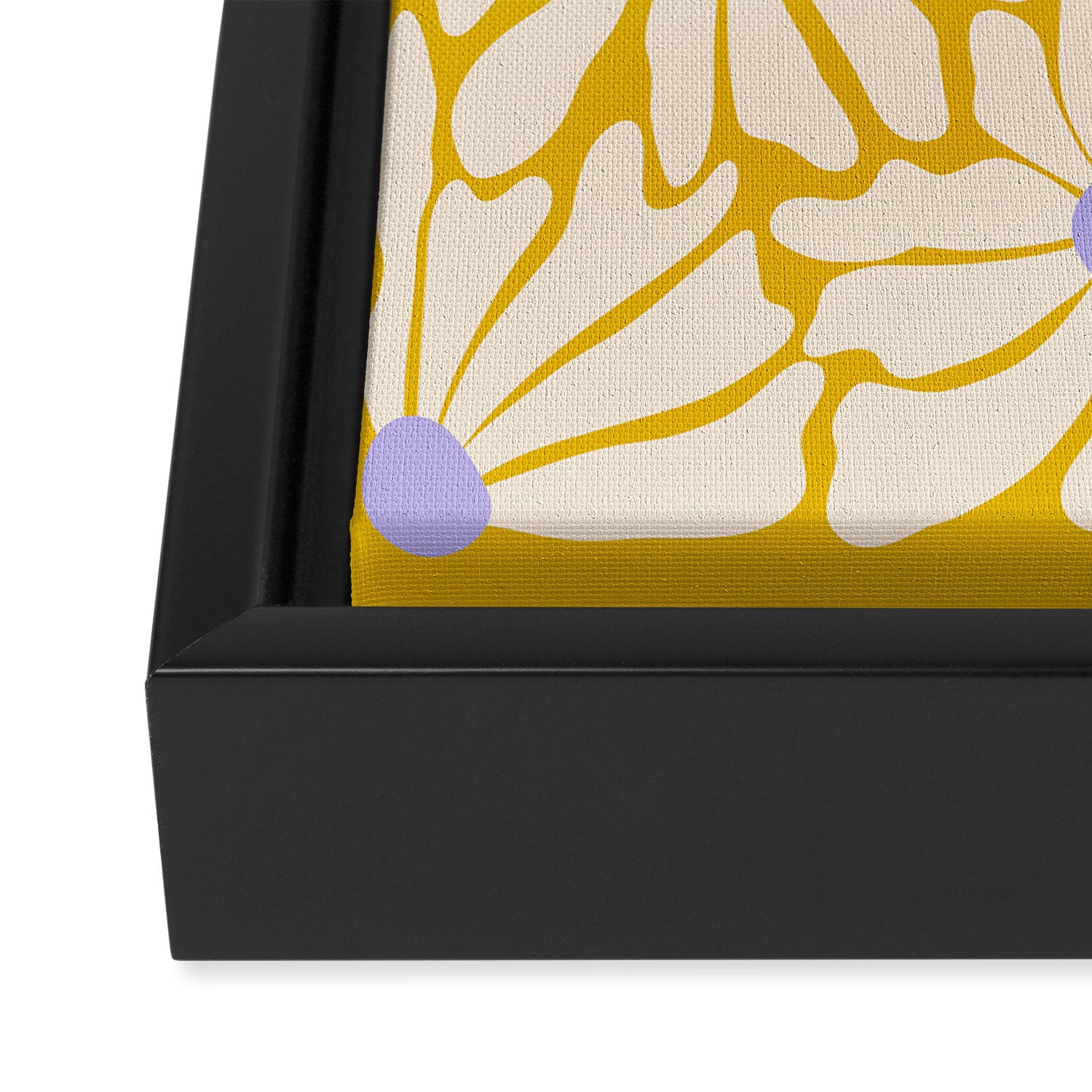 Big Groovy Flower - Purple, Yellow, Off-White Framed Canvas Print Gallery Image 3