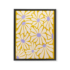 Big Groovy Flower - Purple, Yellow, Off-White Framed Canvas Print Gallery Image 8