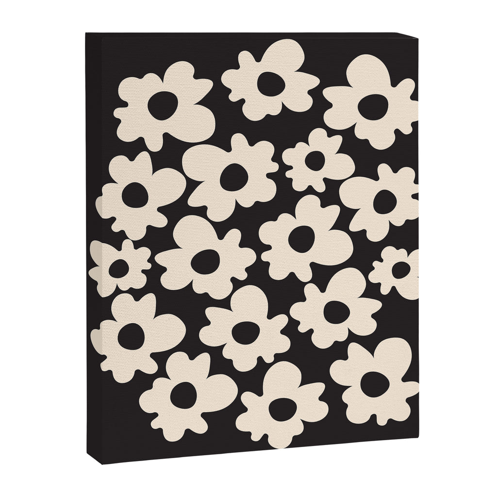 Black and White - Abstract Flower Shape  Canvas Print Gallery Image 6