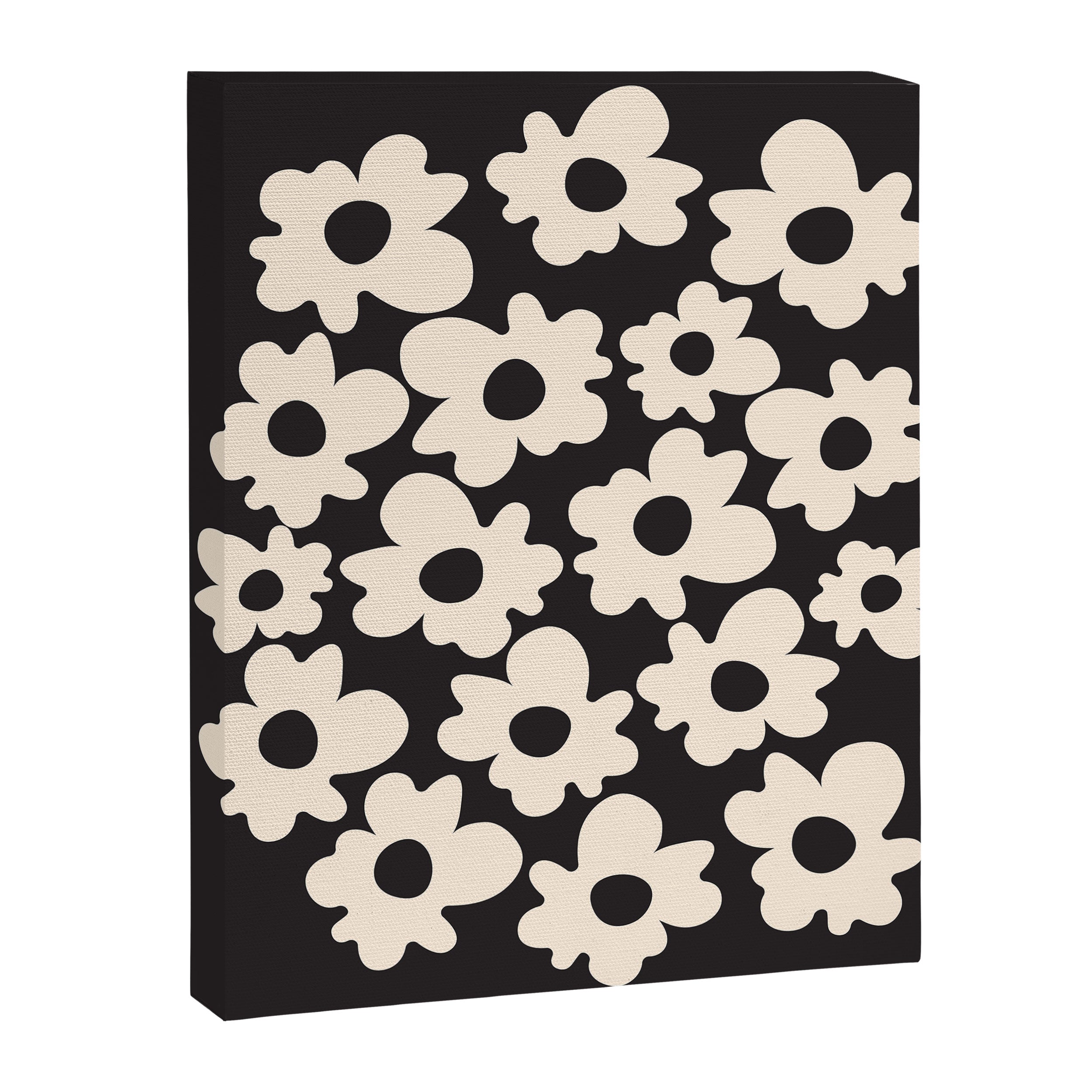 Black and White - Abstract Flower Shape  Canvas Print Gallery Image 6