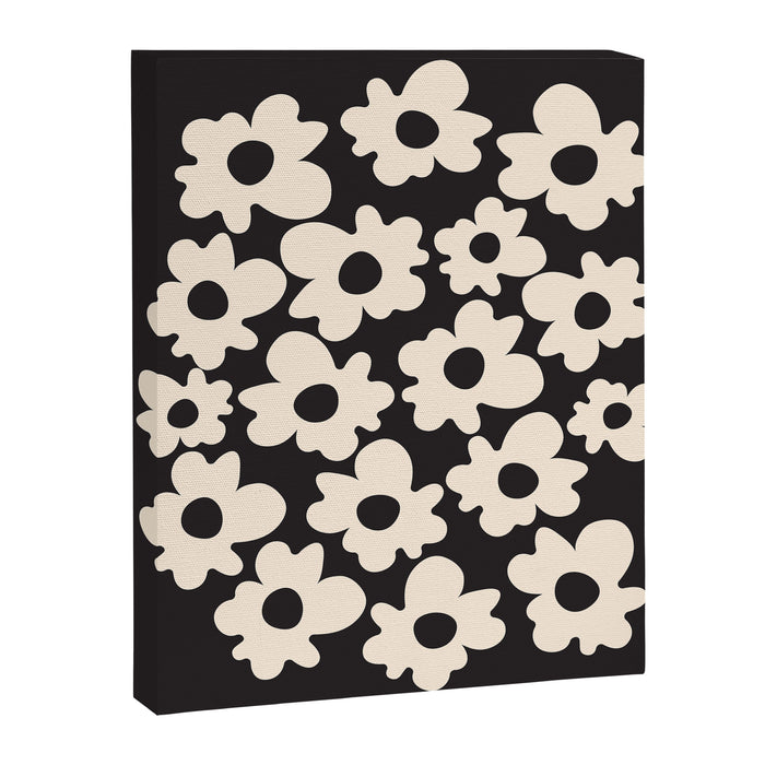 Black and White - Abstract Flower Shape  Canvas Print Gallery Image 1