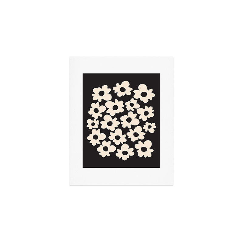 Black and White - Abstract Flower Shape  Art Print Gallery Image 1