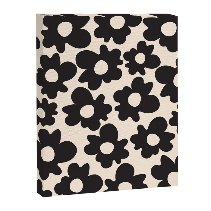 Black and White - Abstract Flower Shape - Cream Background Canvas Print Gallery Image 1