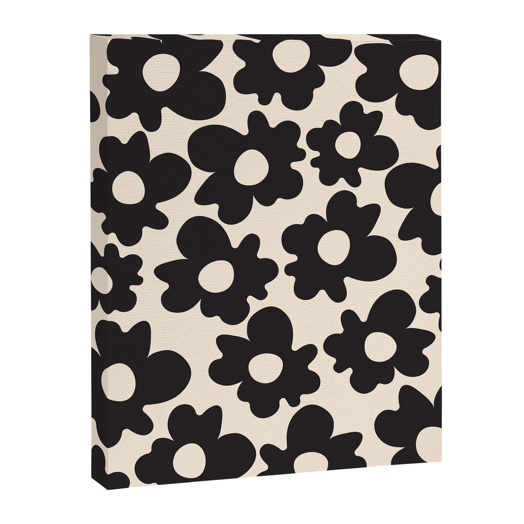 Black and White - Abstract Flower Shape - Cream Background Canvas Print Gallery Image 6