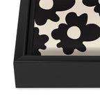 Black and White - Abstract Flower Shape - Cream Background Framed Canvas Print Gallery Image 3