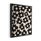 Black and White - Abstract Flower Shape - Cream Background Framed Canvas Print Gallery Image 2