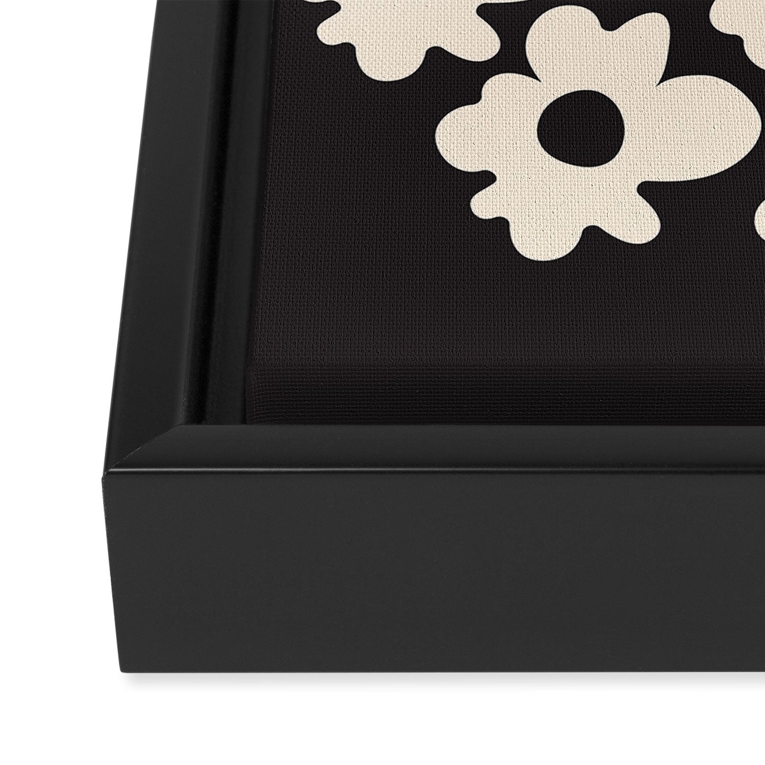 Black and White - Abstract Flower Shape  Framed Canvas Print Gallery Image 3