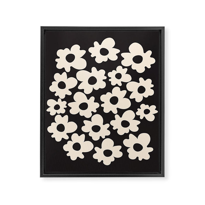 Black and White - Abstract Flower Shape  Framed Canvas Print Gallery Image 1