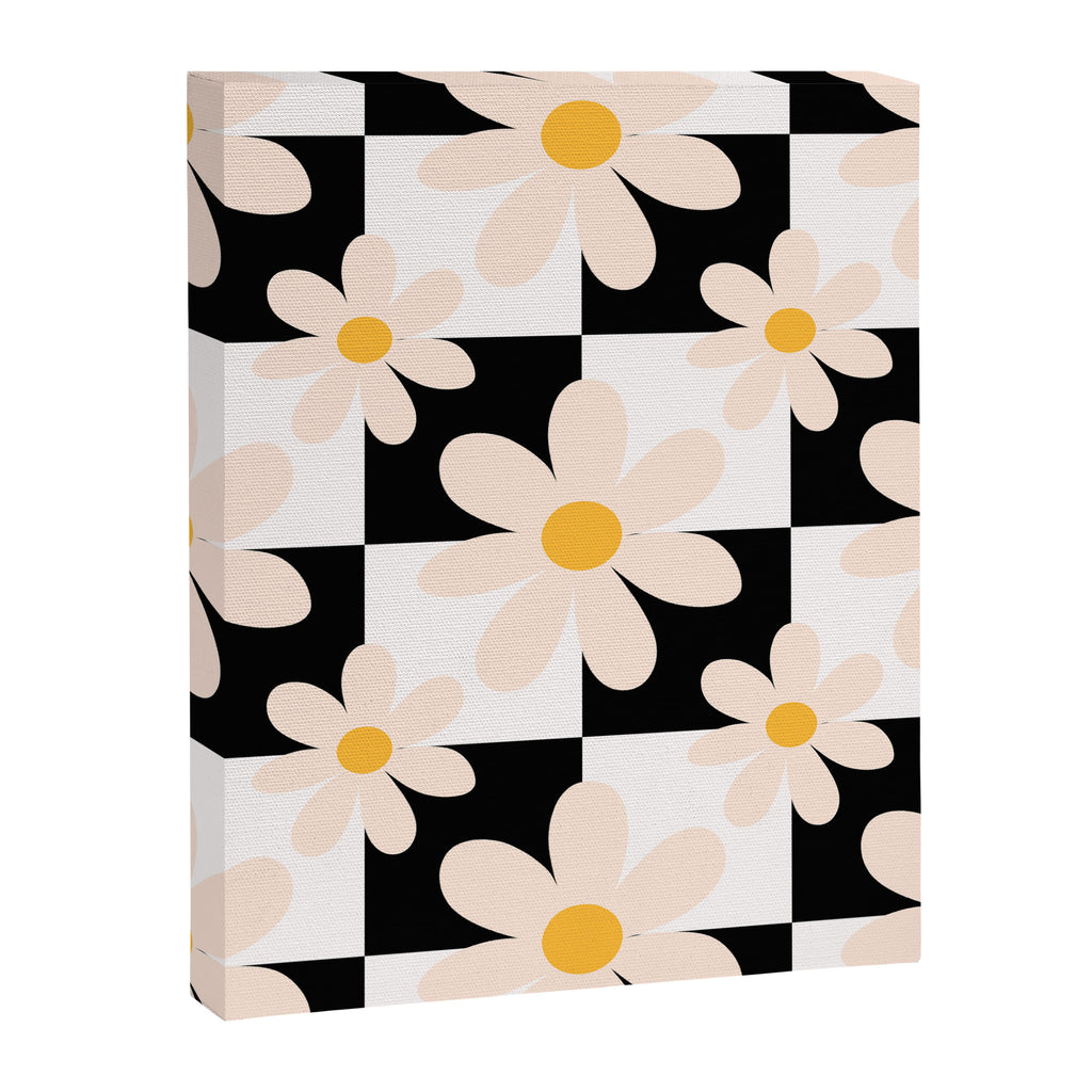 Black and White Checkered Daisy pattern  Canvas Print Gallery Image 8