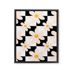 Black and White Checkered Daisy pattern  Framed Canvas Print Gallery Image 8
