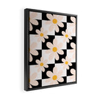 Black and White Checkered Daisy pattern  Framed Canvas Print Gallery Image 2