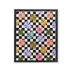 Black and White Checkered - Retro Rainbow Daisies  Framed Canvas Print Gallery Image 8