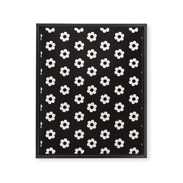 Black and White Daisy Flower Framed Canvas Print Gallery Image 1
