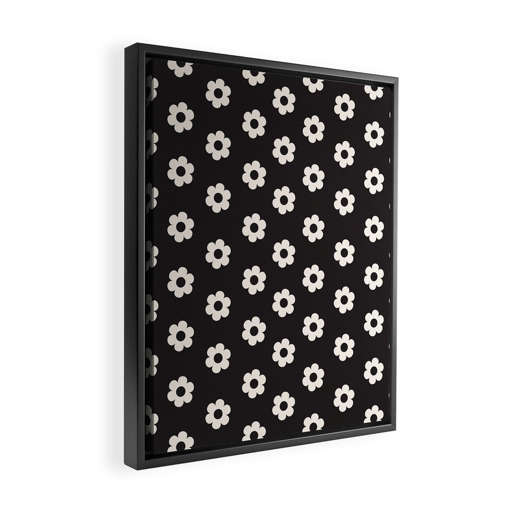 Black and White Daisy Flower Framed Canvas Print Gallery Image 2