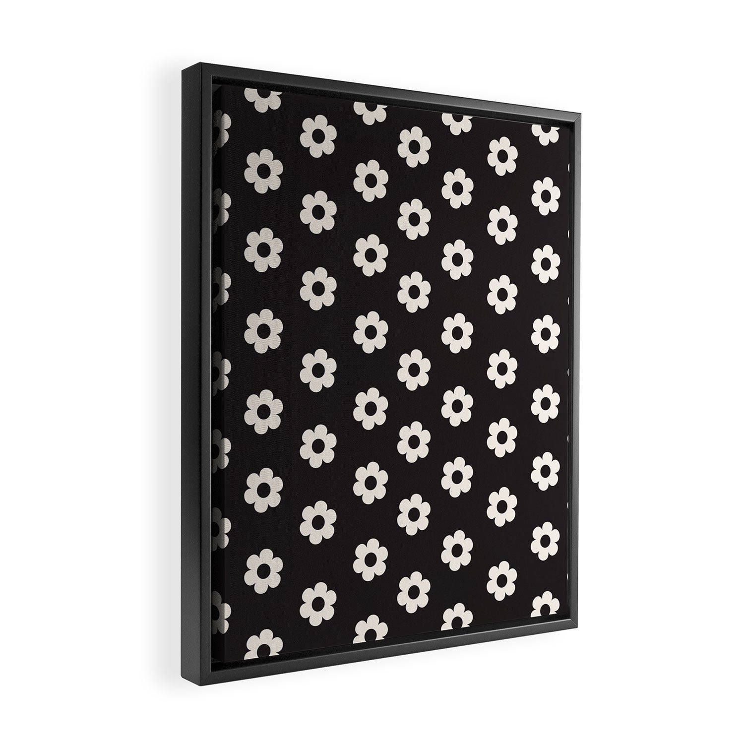 Black and White Daisy Flower Framed Canvas Print Gallery Image 2