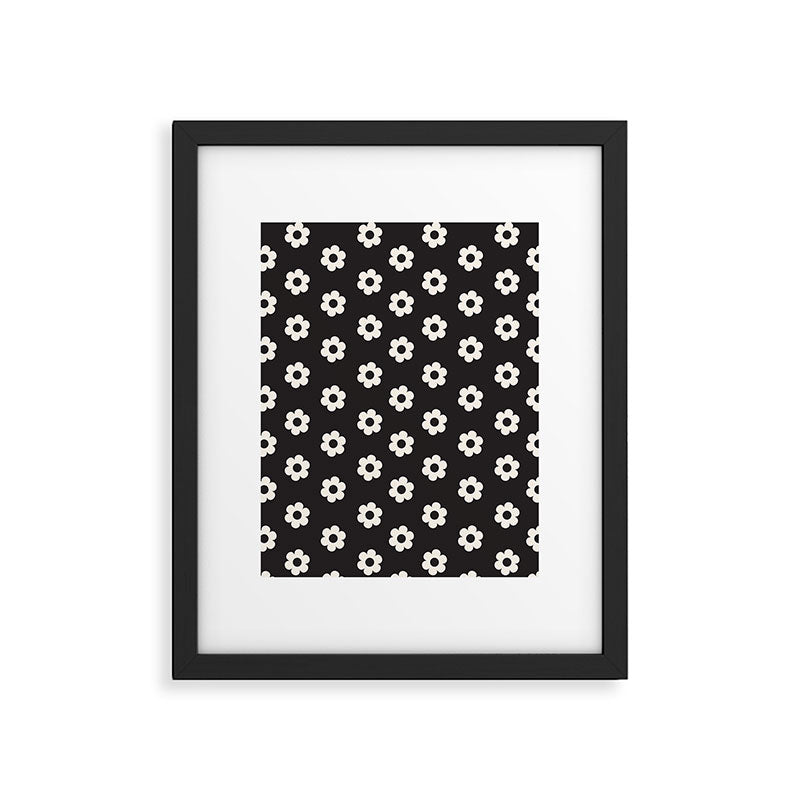 Black and White Daisy Flower Framed Art Print Gallery Image 5