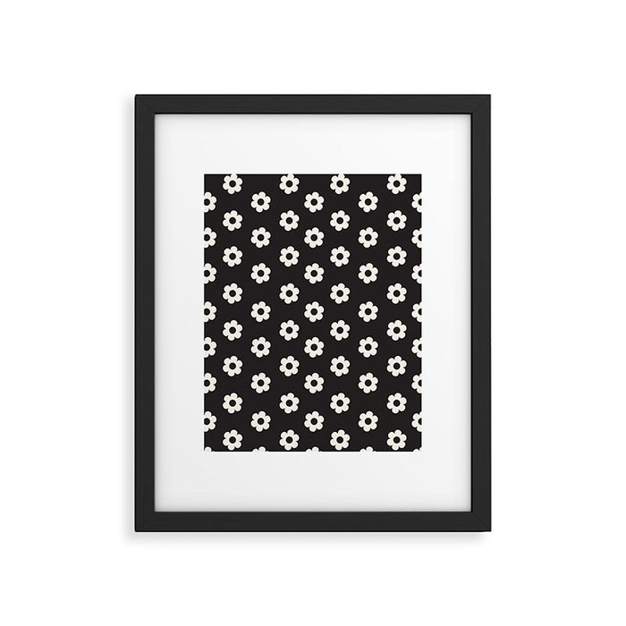 Black and White Daisy Flower Framed Art Print Gallery Image 1