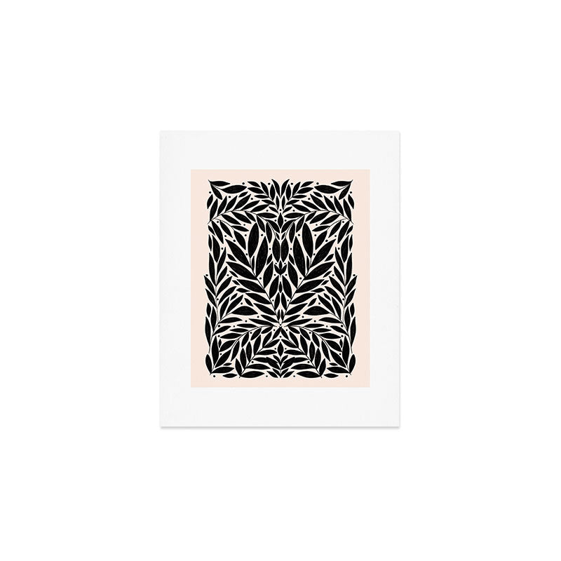 Black and White Folk Leaves  Art Print Gallery Image 1