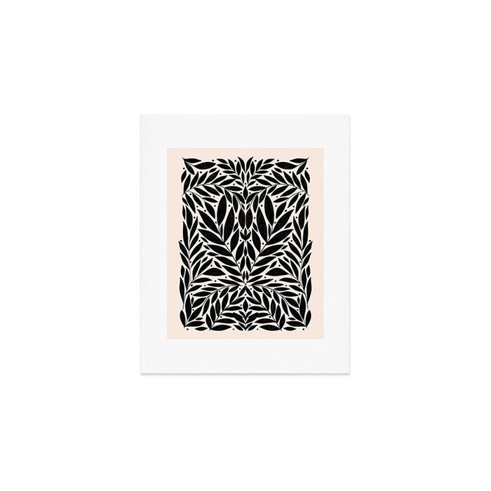 Black and White Folk Leaves  Art Print Gallery Image 1