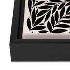 Black and White Folk Leaves  Framed Canvas Print Gallery Image 3