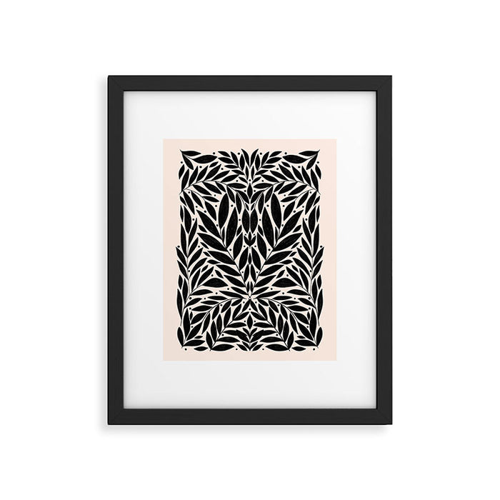Black and White Folk Leaves  Framed Art Print Gallery Image 1