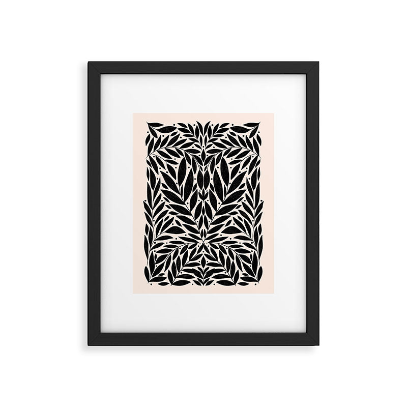 Black and White Folk Leaves  Framed Art Print Gallery Image 5