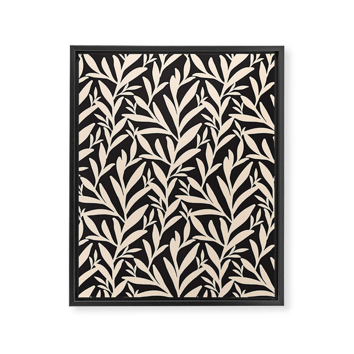 Black and White Leaves 2  Framed Canvas Print Gallery Image 1