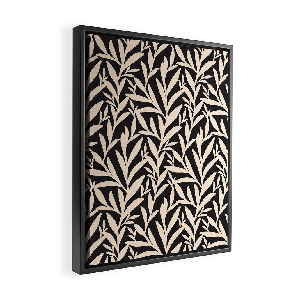 Black and White Leaves 2  Framed Canvas Print Gallery Image 2