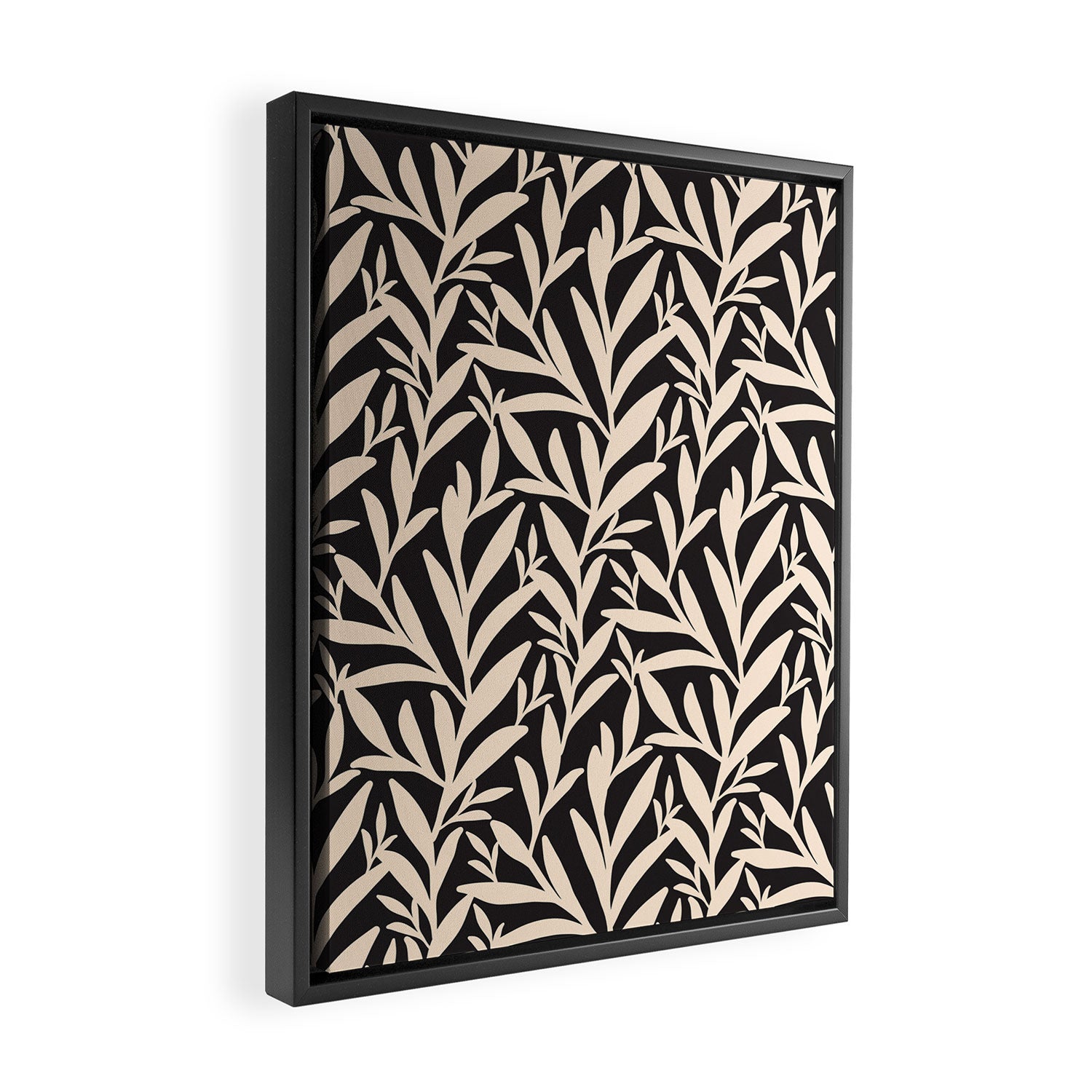 Black and White Leaves 2  Framed Canvas Print Gallery Image 2