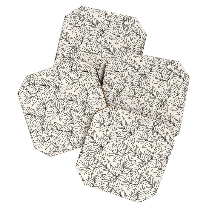 Black and White Leaves  Coaster Gallery Image 1