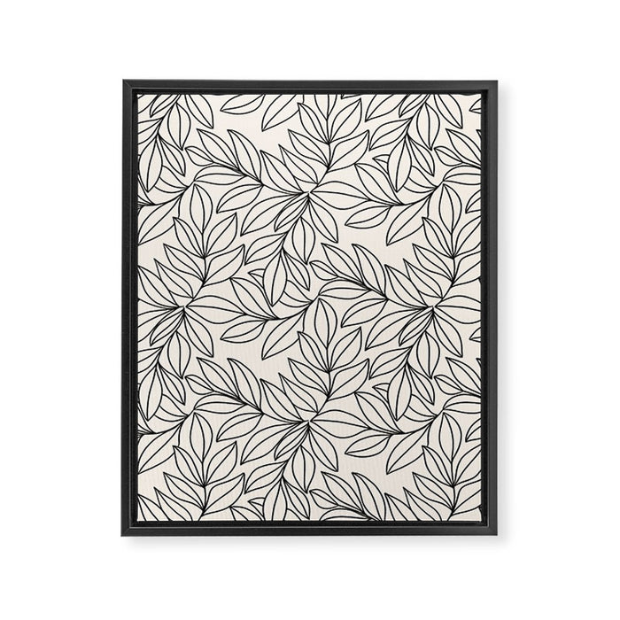 Black and White Leaves  Framed Canvas Print Gallery Image 1