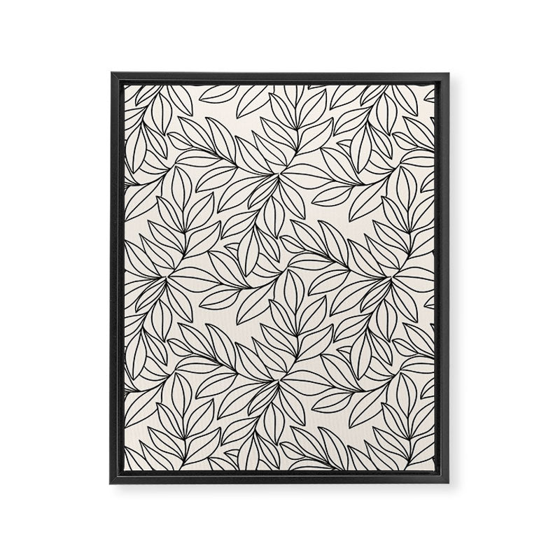 Black and White Leaves  Framed Canvas Print Gallery Image 8