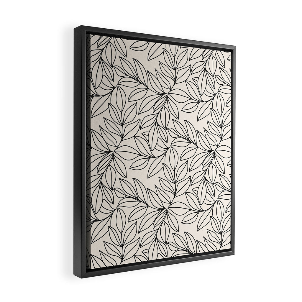 Black and White Leaves  Framed Canvas Print Gallery Image 2