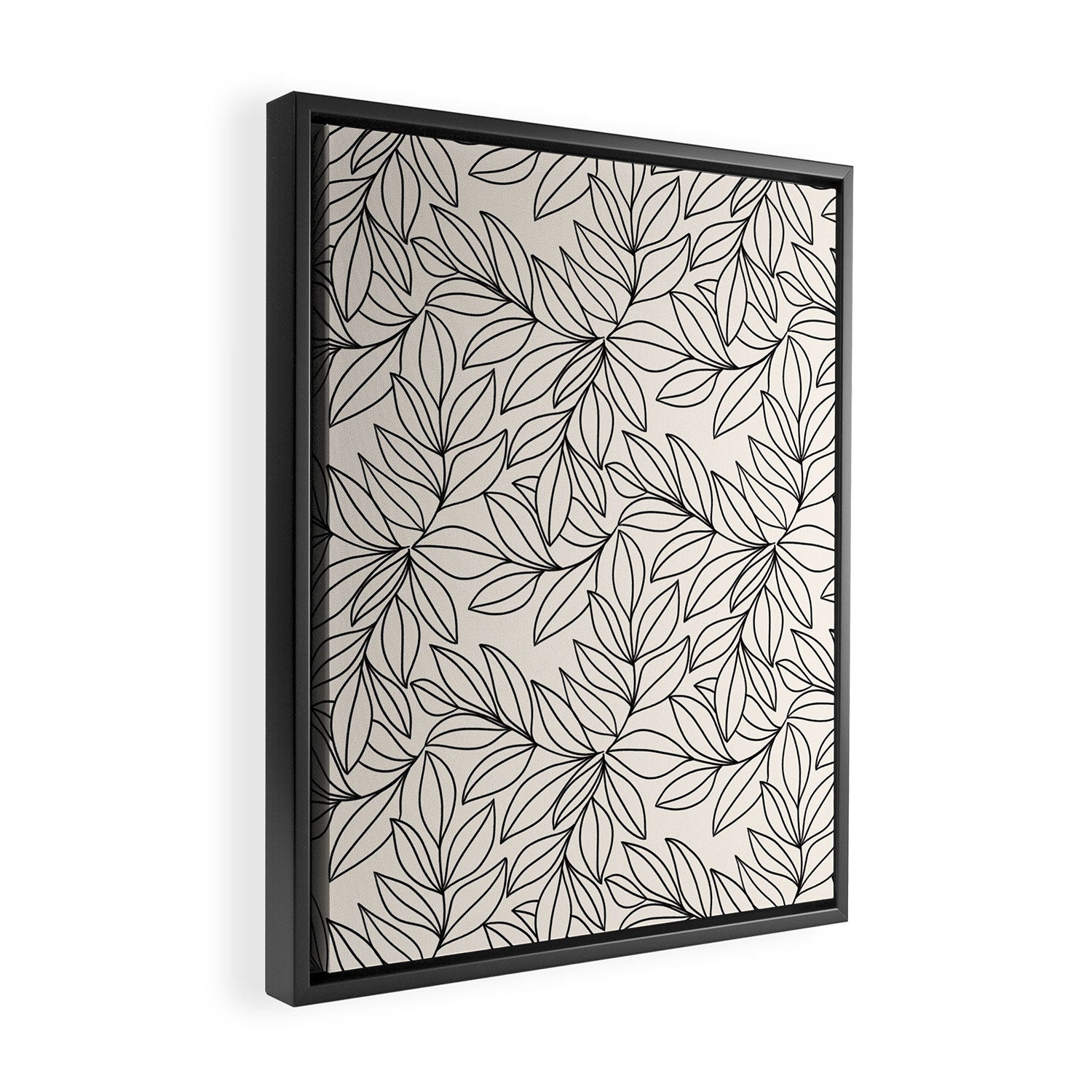Black and White Leaves  Framed Canvas Print Gallery Image 2