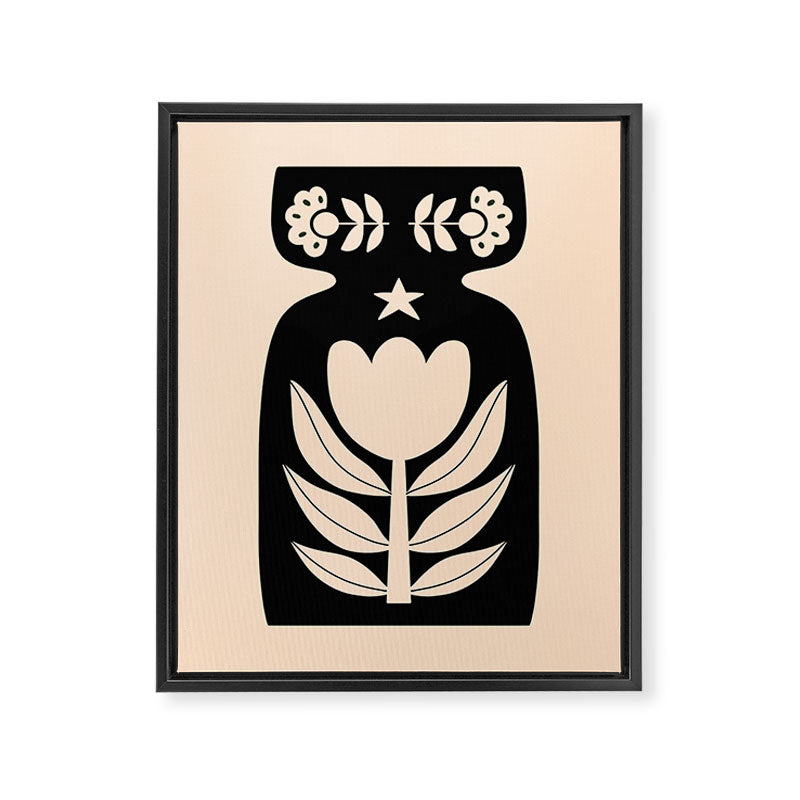 Black and White Minimalist Vase  Framed Canvas Print Gallery Image 6