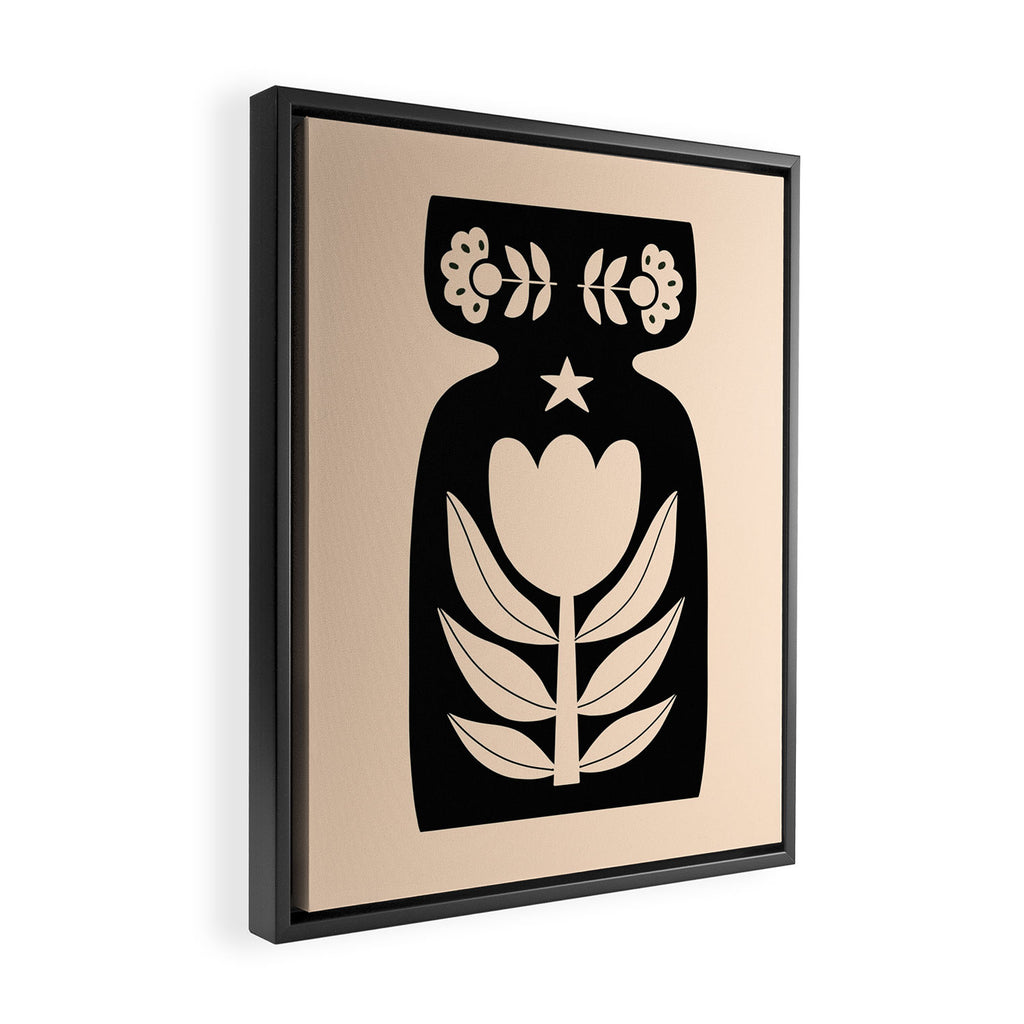 Black and White Minimalist Vase  Framed Canvas Print Gallery Image 2