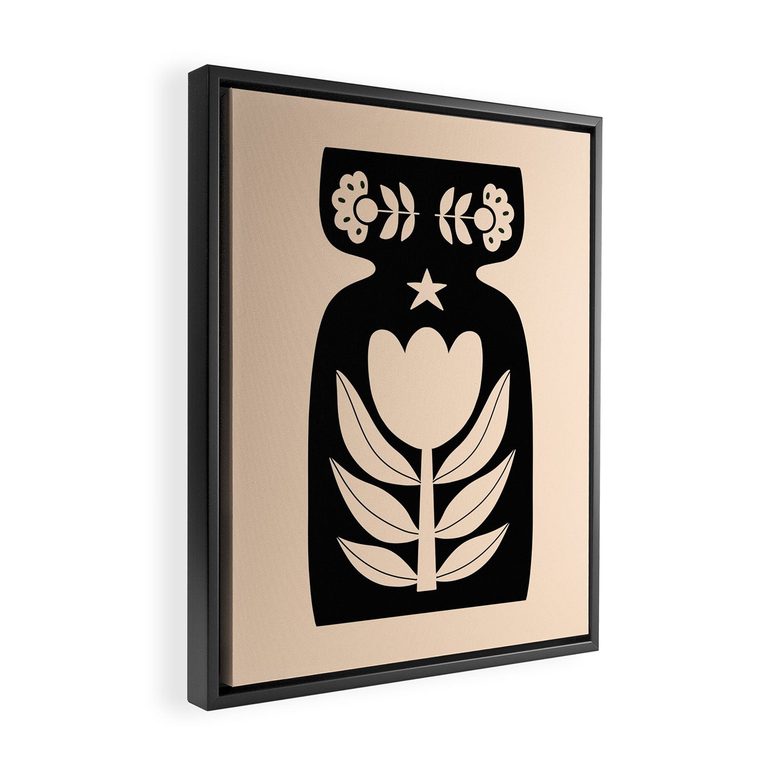 Black and White Minimalist Vase  Framed Canvas Print Gallery Image 2