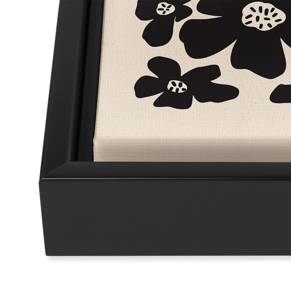 Black and White Retro Daisy Framed Canvas Print Gallery Image 3