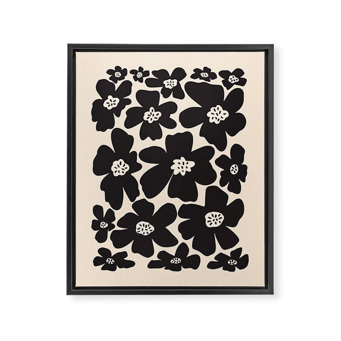 Black and White Retro Daisy Framed Canvas Print Gallery Image 1