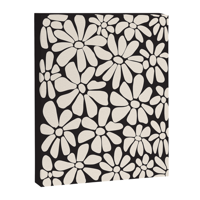 Black and White Retro Floral 2 Canvas Print Gallery Image 1