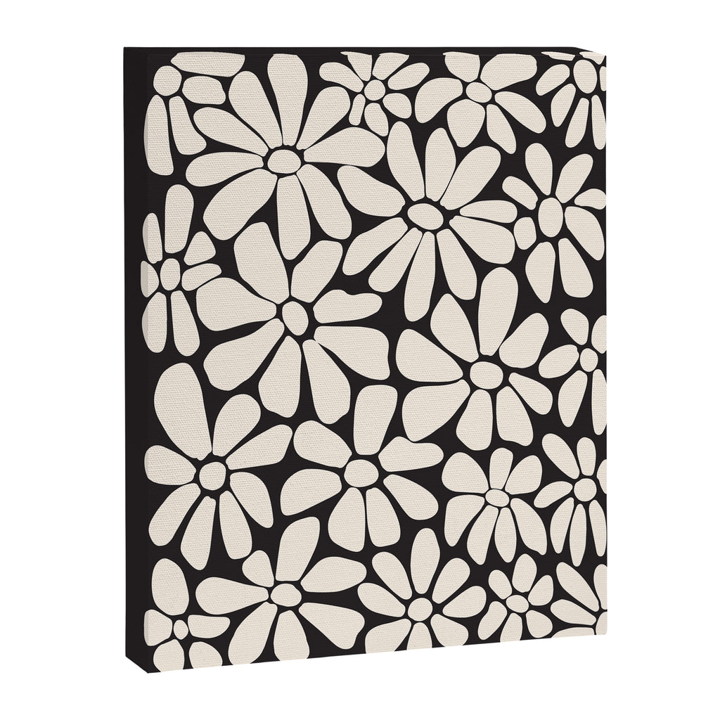 Black and White Retro Floral 2 Canvas Print Gallery Image 6