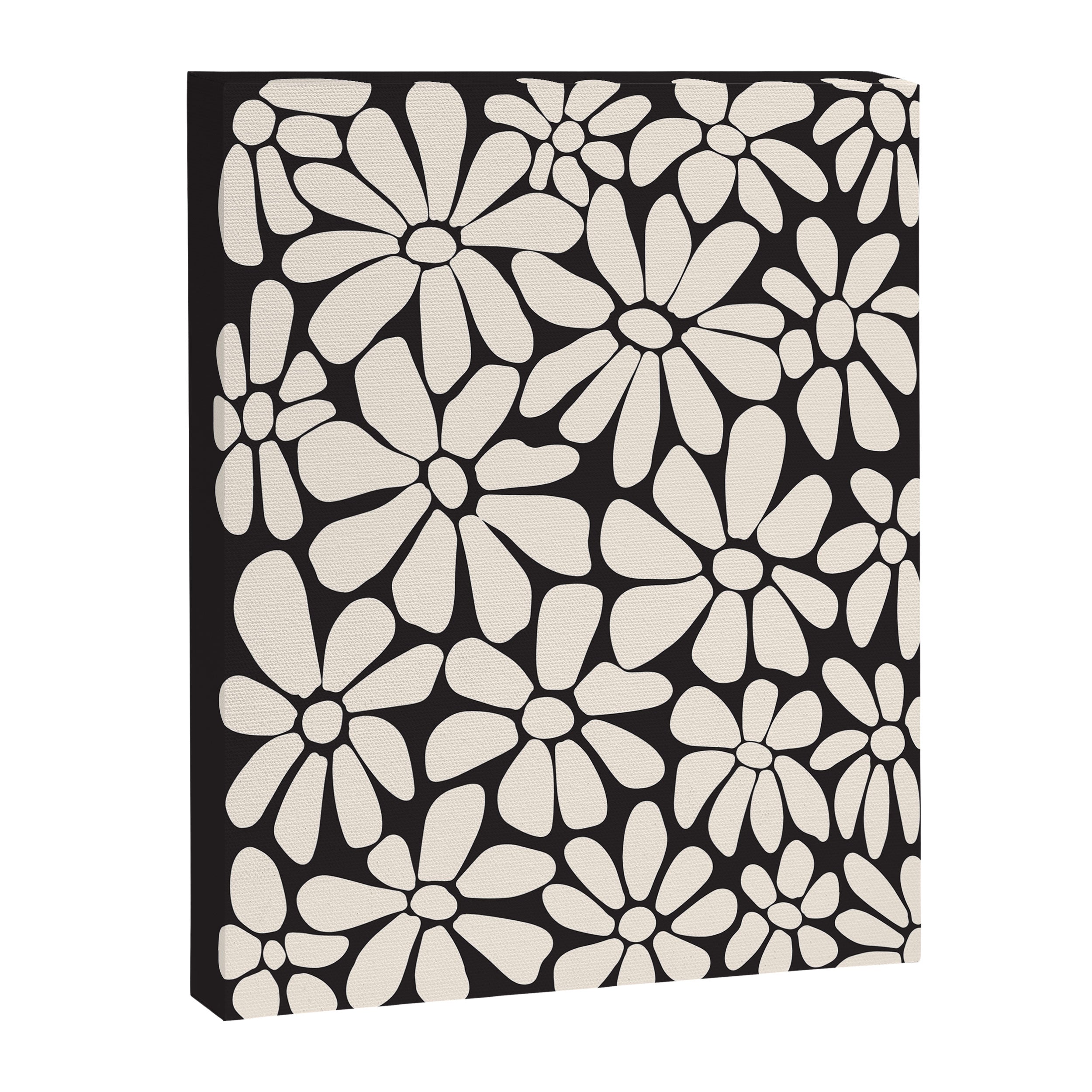 Black and White Retro Floral 2 Canvas Print Gallery Image 6