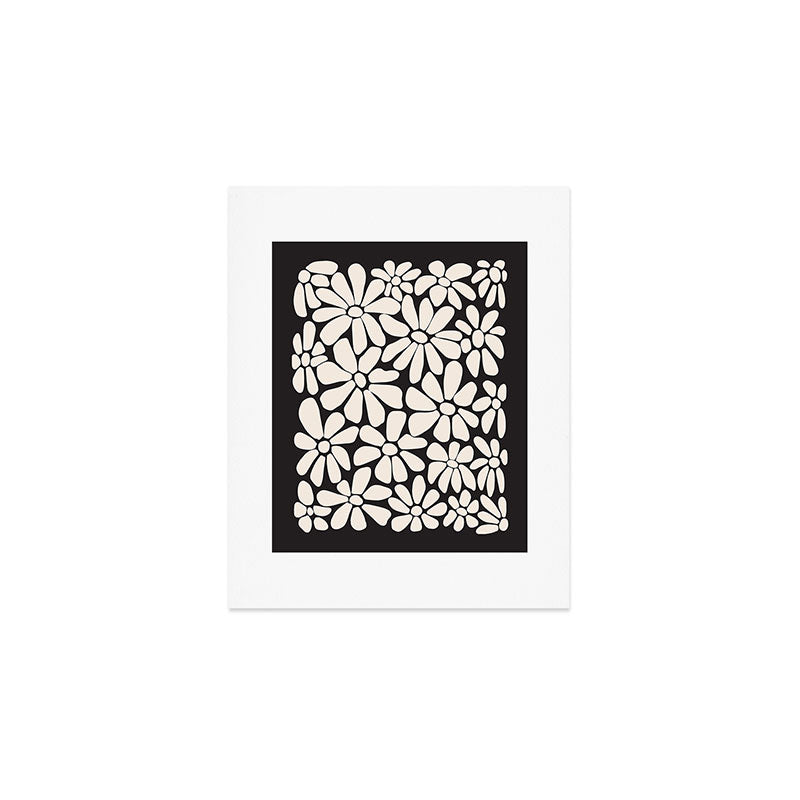 Black and White Retro Floral 2 Art Print Gallery Image 1
