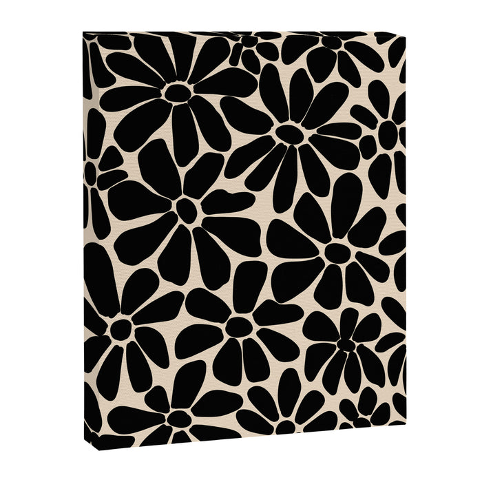 Black and White Retro Floral Art Print  Canvas Print Gallery Image 1
